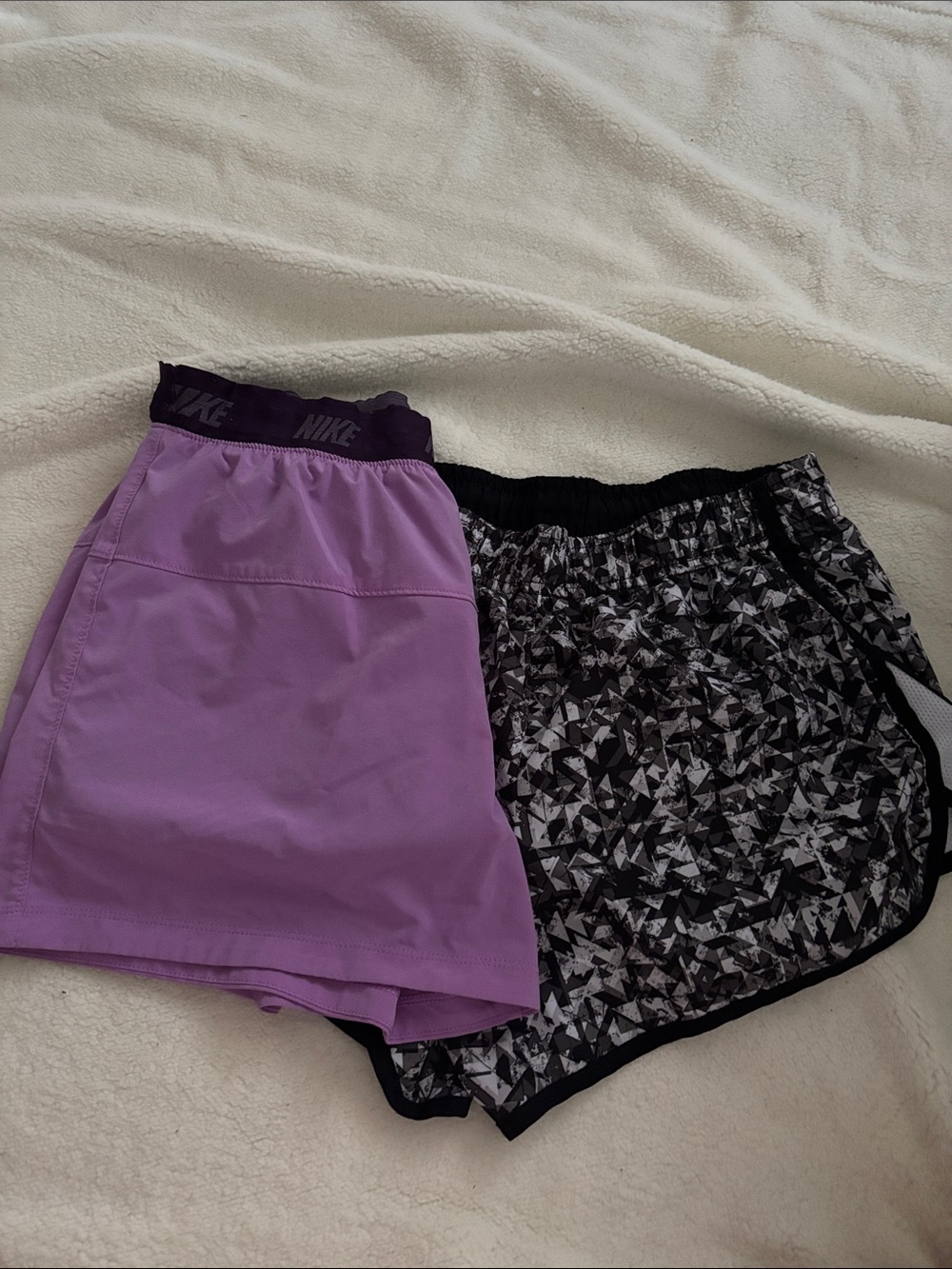 Nike Purple Athletic Skort with Black & White Patterned Running Shorts